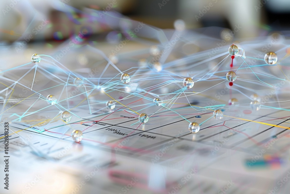 Poster abstract internet of things network visualization 3d render