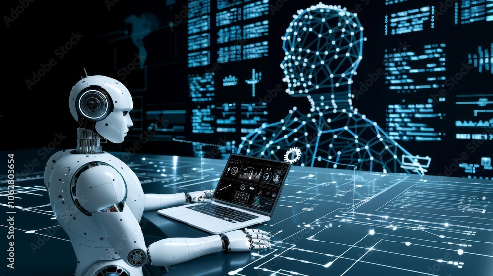 Poster artificial intelligence at work: robot hominoid's tech exploration