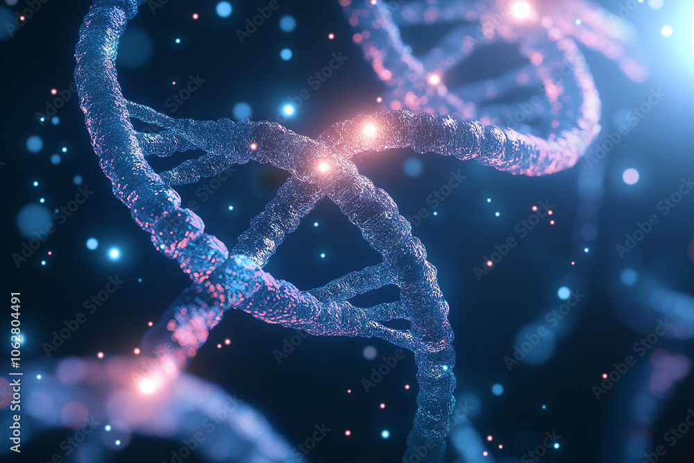 Poster blockchain concept data storage using dna sequences