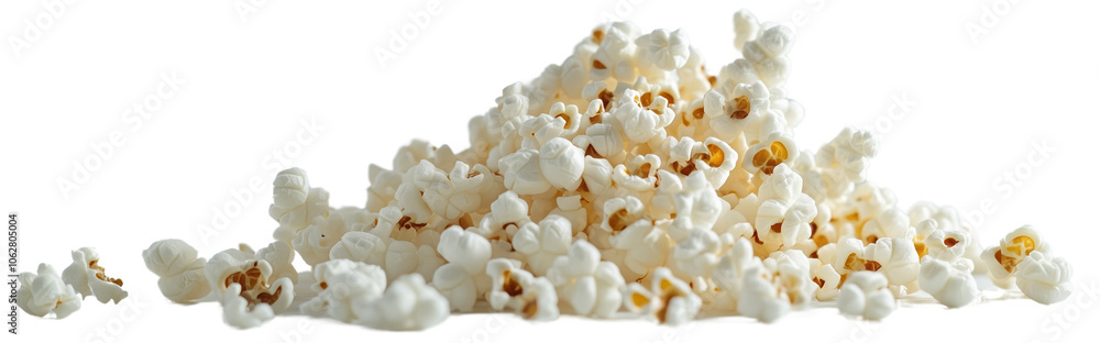 Poster 3d rendering of white and golden crispy popcorn isolated on transparent background for food and snac