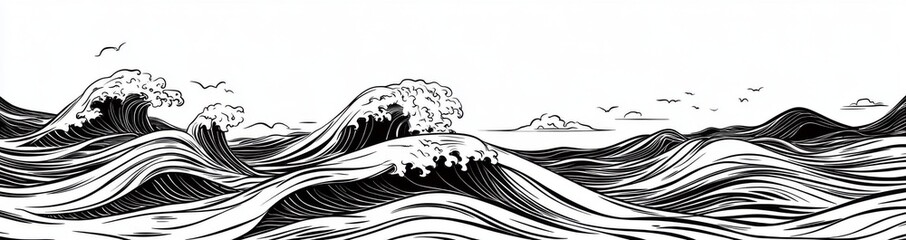 Fototapeta premium Striking imagery of ocean waves in a stormy setting.