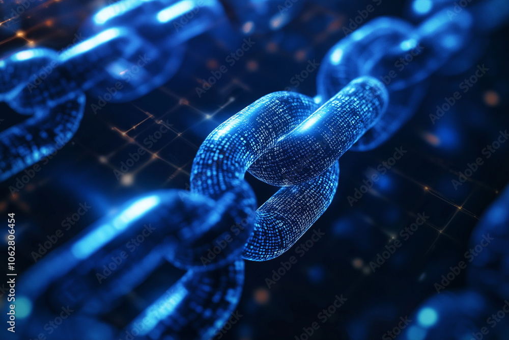 Poster blockchain concept data storage using dna sequences