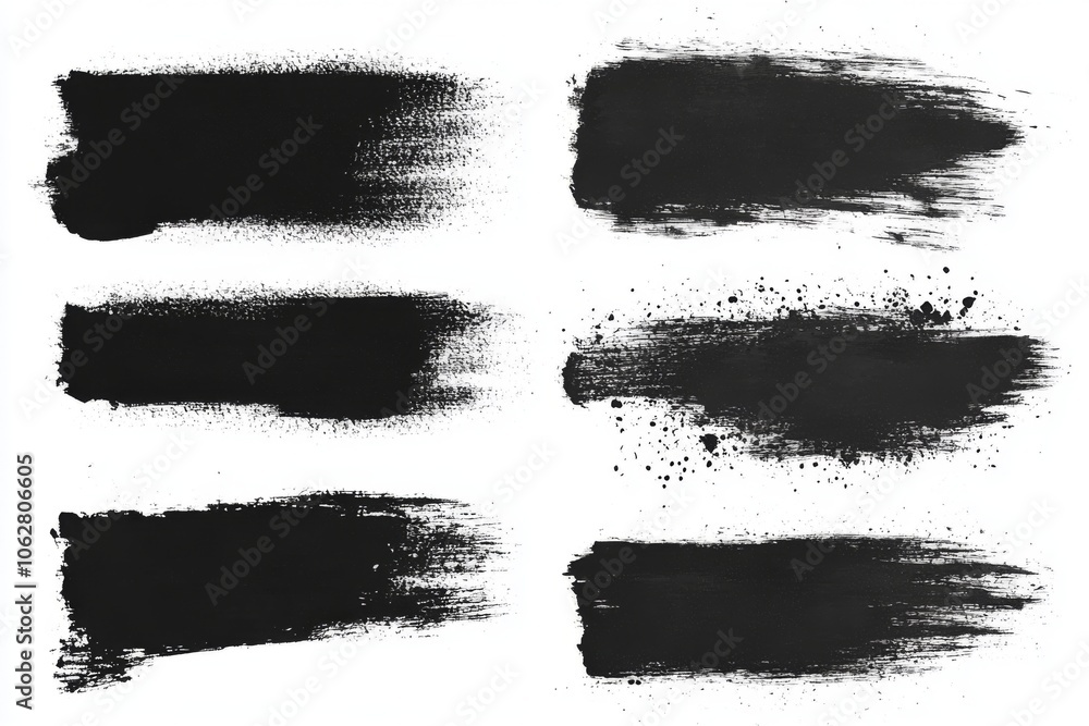 Poster isolated hand-drawn calligraphy brushes displaying unique textures