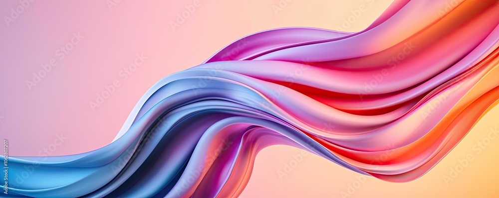 Poster colorful abstract wave pattern on soft gradient background.