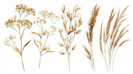Fototapeta premium Delicate pastel-colored dry flowers ideal for wedding invitations.