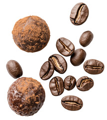 Roasted Coffee Bean Truffles Isolated – Gourmet Chocolate Bites Perfect for Dessert Displays and Food Presentations