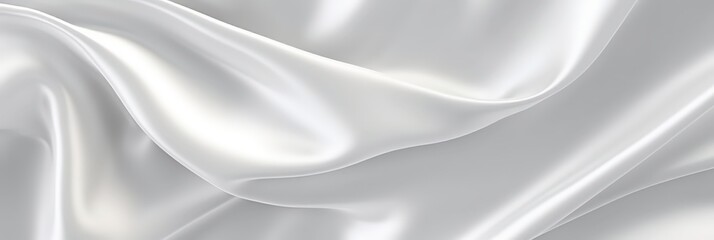 white silk satin fabric with softly wrinkled waves, white 3D plain cloth with wrinkles, luxury white background	
