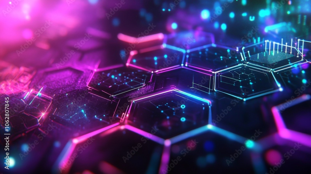 Poster Modern Aesthetic Featuring Hexagonal Patterns and Colors