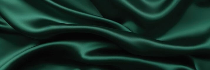 Fototapeta premium Dark green velvet fabric texture background, dark emerald cloth material for fashion design, green silk satin, 