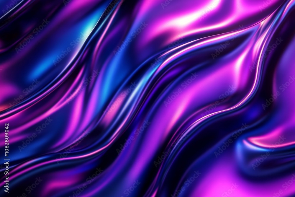 Poster an abstract design featuring smooth transitions of purple waves.