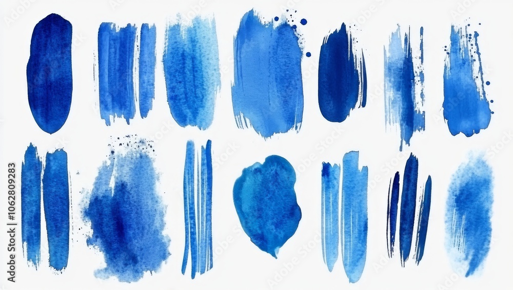 Aufkleber decorative brushes and blobs in various shapes and shades.