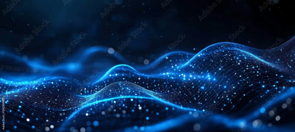 Poster abstract 3d wave design with a colorful polygonal backdrop.