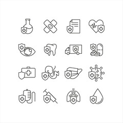 High-Quality Vector Silhouette Icons for Health Insurance