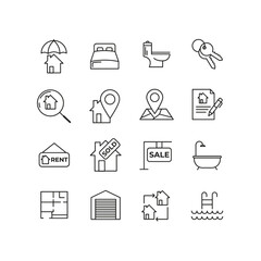  High-Quality Vector Silhouette Icons for Real Estate Business