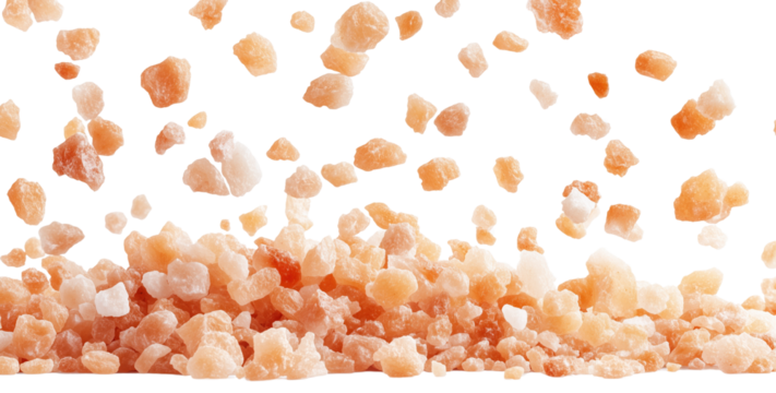 Pink Himalayan Salt Crystals Isolated on Transparent Background for Culinary and Health Use