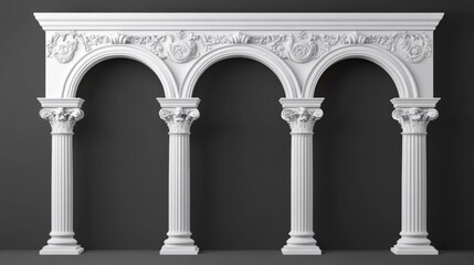 Fototapeta premium Modern 3D illustration depicting Greek stone pillars in classic architecture.