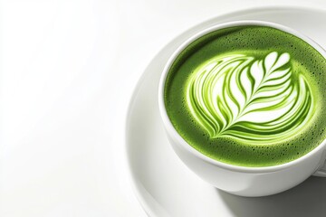 Obraz premium An enticing image showcasing a soothing cup of matcha latte.