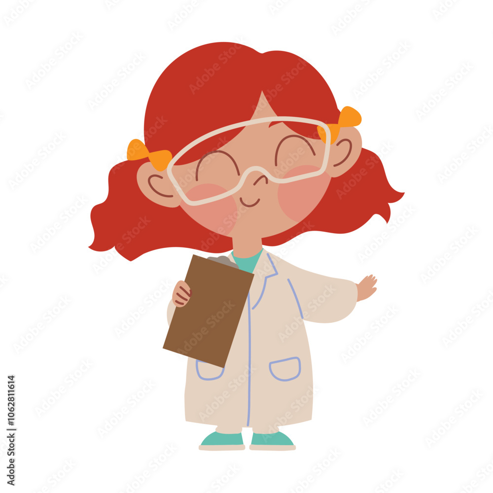 Poster scientist girl with glasses