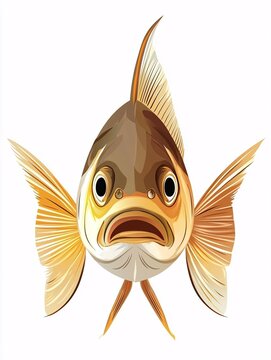 Plump chub fish illustration in front view with prominent fins, perfect for aquatic-themed designs, isolated on a white background.