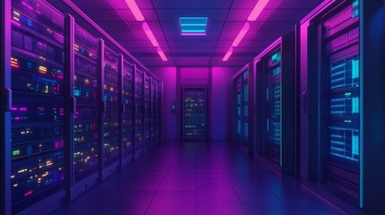 Fototapeta premium Modern illustration showcasing a data center server room.