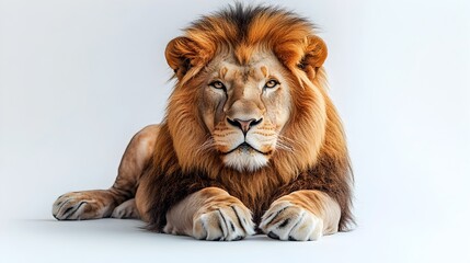 Regal Lion Resting in the African Savanna,Powerful and Majestic Predator Observing its Domain. Close-up Portrait of the King of the Jungle with Piercing Gaze and Imposing Mane.