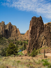 A mountain range with a river running through it