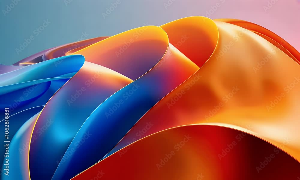Poster a blue and orange background with smooth curves in the foreground, creating an abstract design. the 