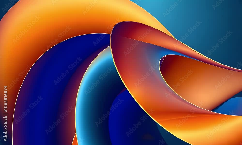 Poster a blue and orange background with smooth curves in the foreground, creating an abstract design. the 