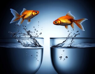 The interaction between a goldfish and its aquatic environment.