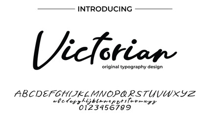 Victorian Font Stylish brush painted an uppercase vector letters, alphabet, typeface