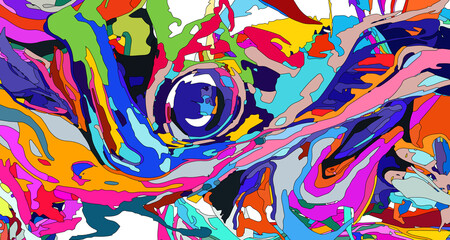 Colorful abstract fluid psychedelic background New Year 2025