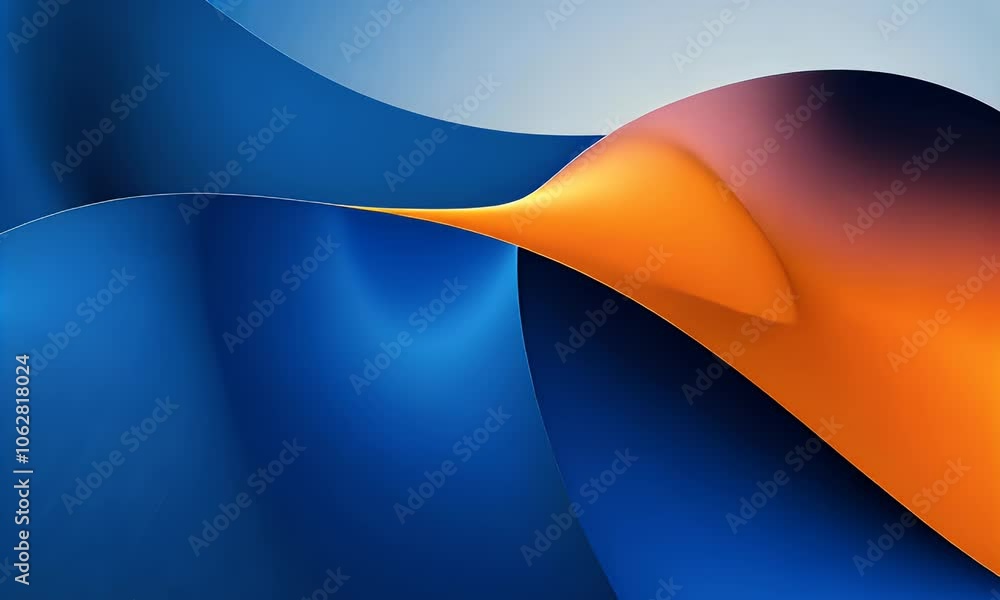Poster a blue and orange background with smooth curves in the foreground, creating an abstract design. the 