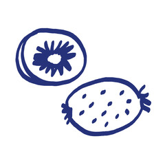 Kiwi fruits. Hand drawn doodle vector sketch. Exotic sweet food. Green slice