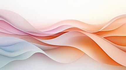 Obraz premium Colorful flowing waves, abstract design with soft gradients on a white background.