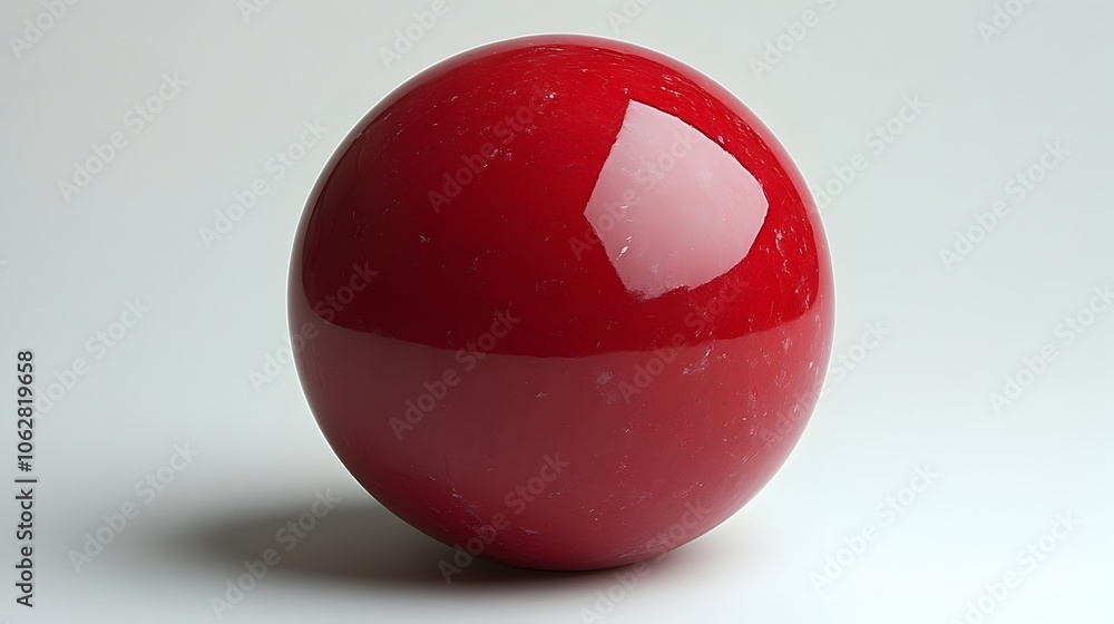 Aufkleber Vibrant Red Glossy Sphere Minimalistic Abstract Design on Clean White Background. Elegant Modern 3D Composition with Reflective Translucent Glass Ball.
