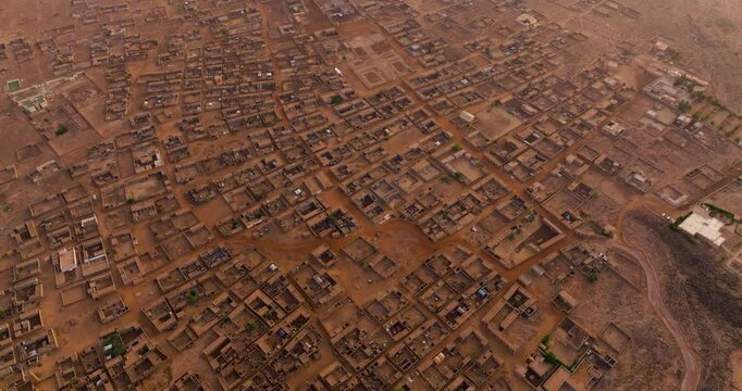 Panoramic View Of Ouadane Town In Mauritania - Drone Shot