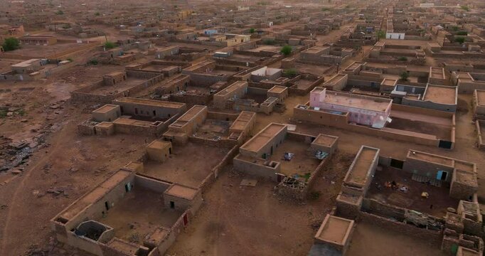Ouadane At Sunrise In Mauritania - Aerial Shot