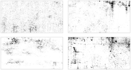 Seamless black and white texture halftone grunge scratches monochrome background vector.  Set of grunge distress overlay textures. 