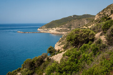 Parque del Garraf park featuring a cave-filled area of limestone hills covered in native vegetation Located by Barcelona, Spain, Catalonia