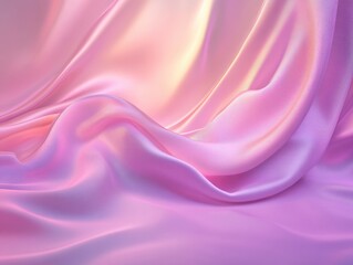 Shimmering pink satin fabric draped elegantly, showcasing flowing curves and soft tones for a luxurious and dreamy aesthetic.