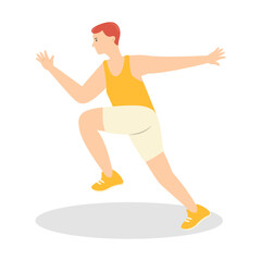 Young People Jogging Illustration. Healthy Lifestyle. Isolated on White Background. Vector Character Design.