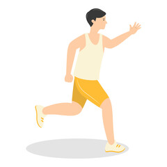 Young People Jogging Illustration. Healthy Lifestyle. Isolated on White Background. Vector Character Design.