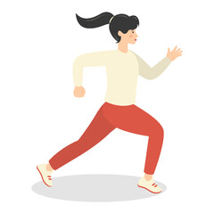 Young People Jogging Illustration. Healthy Lifestyle. Isolated on White Background. Vector Character Design.