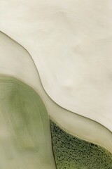 Earthy abstract composition with green and beige textured sections, resembling natural landscape...