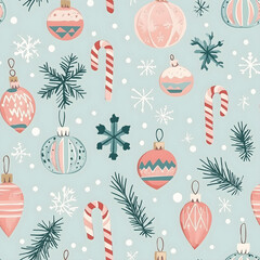 Retro Christmas Seamless pattern, Vintage Christmas digital paper