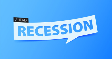 Economic Recession banner template design or header for headlines for articles or news related to financial business, banking, or the stock market. Banner isolated on blue background.