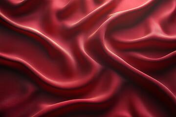 Fototapeta premium A close-up view of luxurious red satin fabric, showcasing its smooth, flowing texture and rich color.