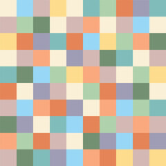Colorful abstract geometric seamless pattern. Vector background with multicolored  squared blocks. Bright and joyful checkered surface design