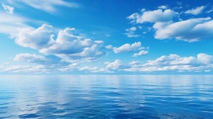 Obraz premium sea landscape. sky over calm sea. Blue sea and sunny sky on horizon over calm water