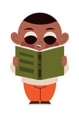 cute boy reading a book standing © Stockgiu